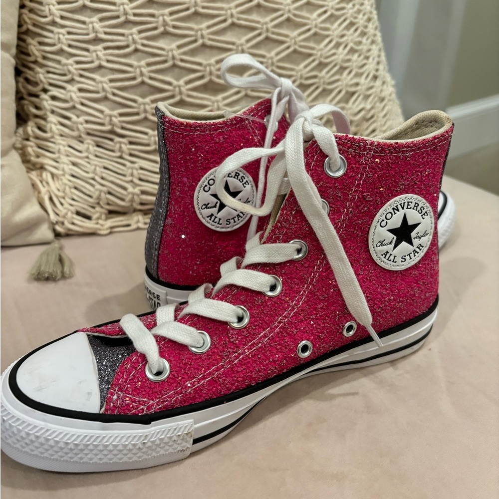 Pink Glitter Converse High-Top Sneakers